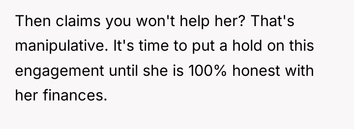 Then claims you won't help her? That's manipulative. It's time...