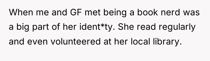 When me and GF met being a book nerd was...