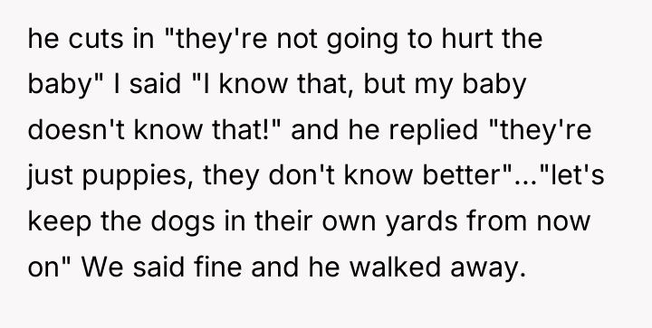 he cuts in "they're not going to hurt the baby"...