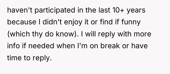 haven't participated in the last 10+ years because I didn't...