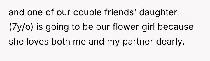 and one of our couple friends' daughter (7y/o) is going...