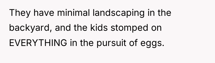 They have minimal landscaping in the backyard, and the kids...