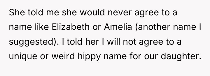 She told me she would never agree to a name...