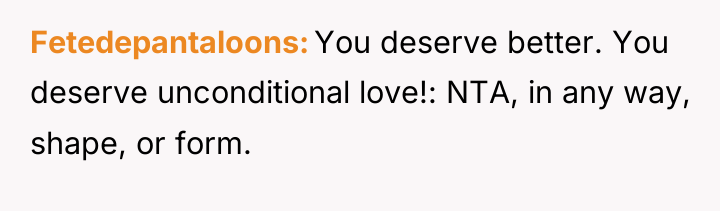 Fetedepantaloons You deserve better. You deserve unconditional love!: NTA, in...