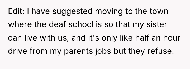 Edit: I have suggested moving to the town where the...