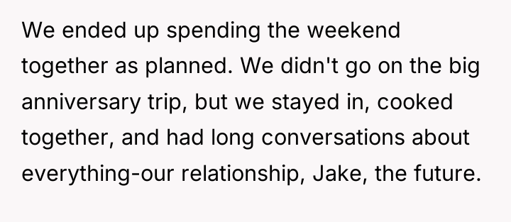 We ended up spending the weekend together as planned. We...