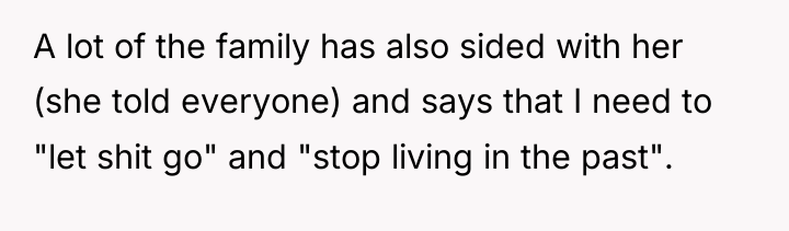 A lot of the family has also sided with her...