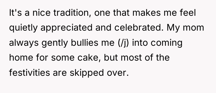 It's a nice tradition, one that makes me feel quietly...