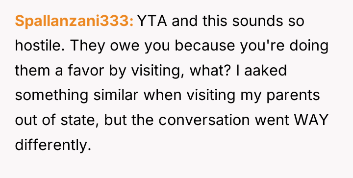 Spallanzani333 YTA and this sounds so hostile. They owe you...