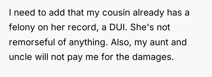 I need to add that my cousin already has a...