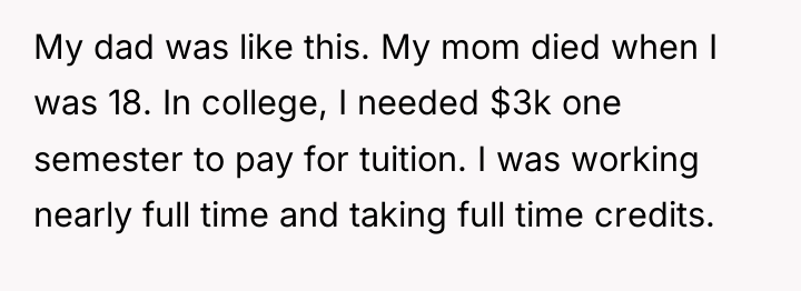 My dad was like this. My mom died when I...