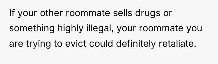 If your other roommate sells drugs or something highly illegal,...