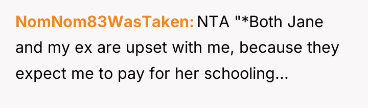 NomNom83WasTaken NTA "*Both Jane and my ex are upset with...