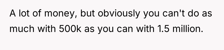 A lot of money, but obviously you can't do as...