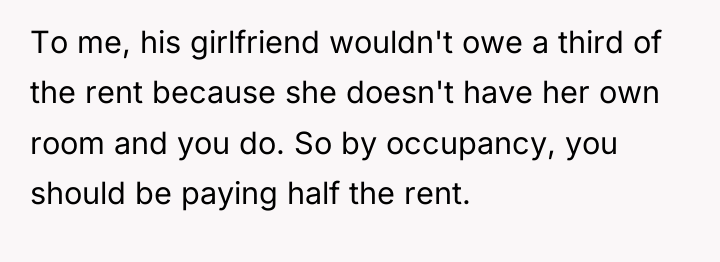 To me, his girlfriend wouldn't owe a third of the...