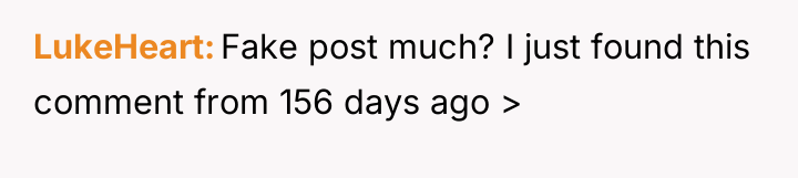 LukeHeart Fake post much? I just found this comment from...