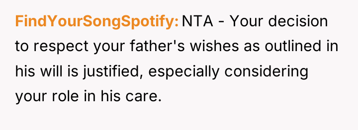FindYourSongSpotify NTA - Your decision to respect your father's wishes...