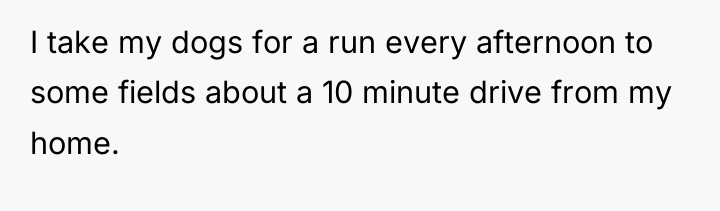 I take my dogs for a run every afternoon to...