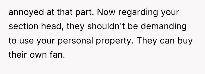 annoyed at that part. Now regarding your section head, they...