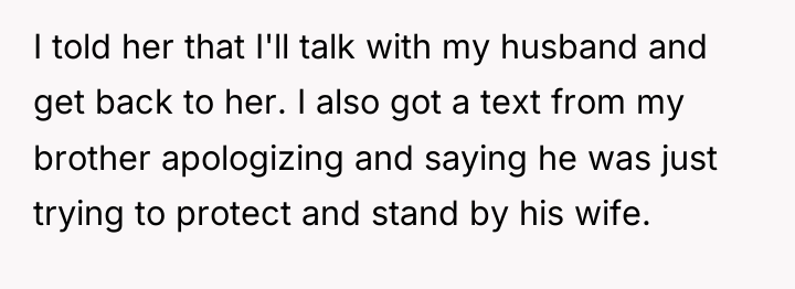 I told her that I'll talk with my husband and...