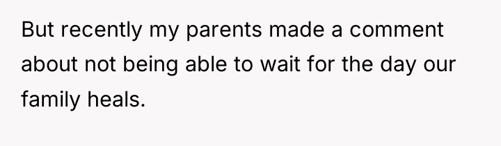 But recently my parents made a comment about not being...