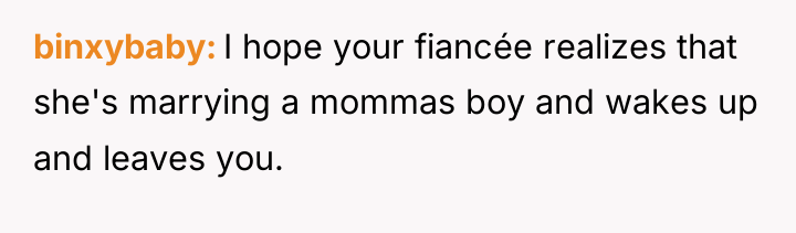 binxybaby I hope your fiancée realizes that she's marrying a...