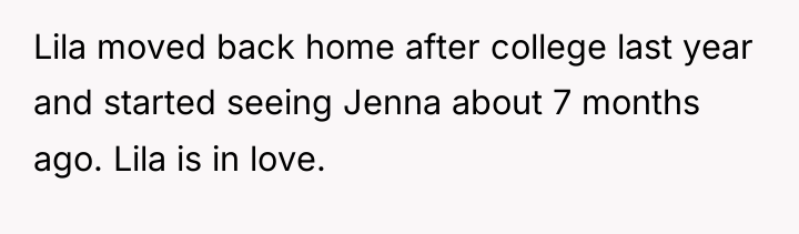 Lila moved back home after college last year and started...