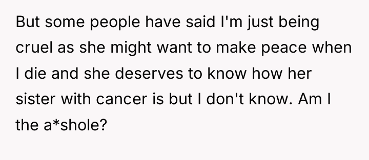But some people have said I'm just being cruel as...