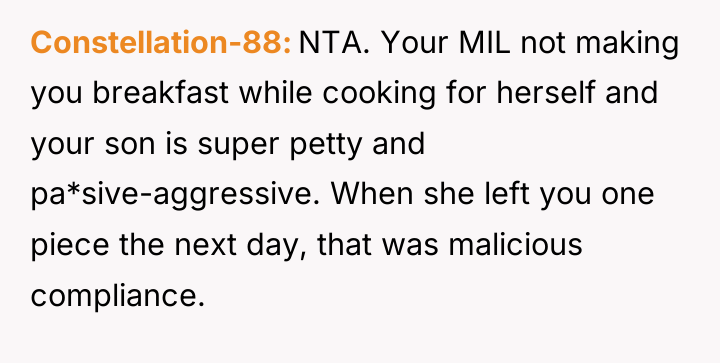 Constellation-88 NTA. Your MIL not making you breakfast while cooking...