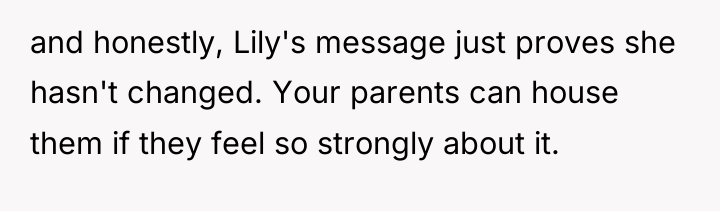 and honestly, Lily's message just proves she hasn't changed. Your...