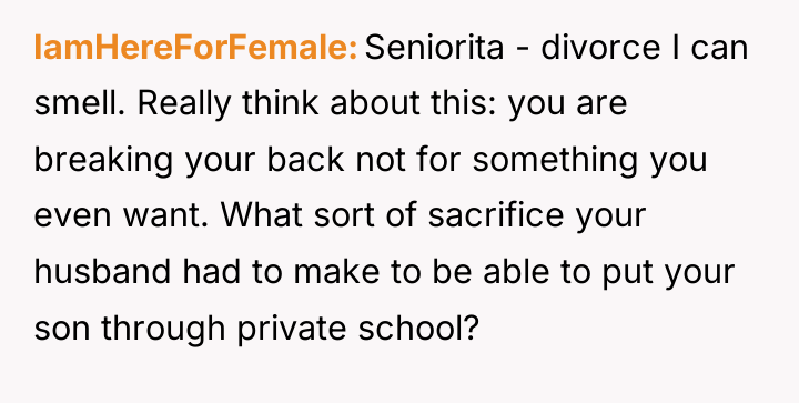 IamHereForFemale Seniorita - divorce I can smell. Really think about...