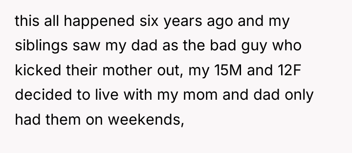 this all happened six years ago and my siblings saw...