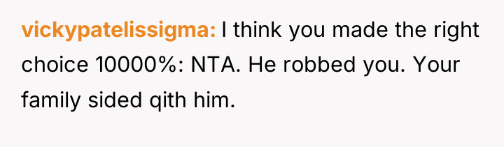 vickypatelissigma I think you made the right choice 10000%: NTA....