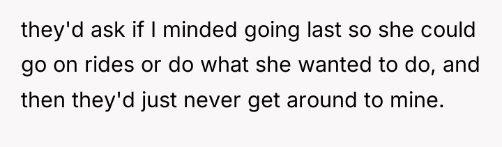 they'd ask if I minded going last so she could...