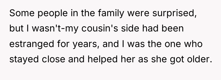 Some people in the family were surprised, but I wasn't-my...