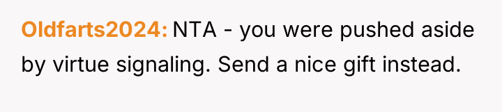 Oldfarts2024 NTA - you were pushed aside by virtue signaling....