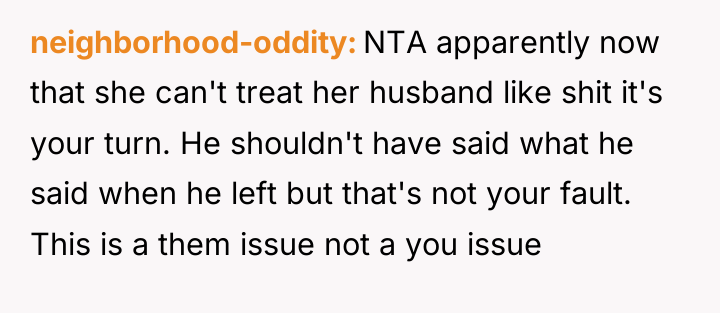 neighborhood-oddity NTA apparently now that she can't treat her husband...