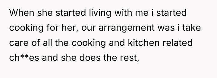 When she started living with me i started cooking for...