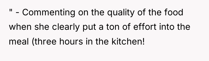" - Commenting on the quality of the food when...