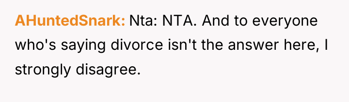 AHuntedSnark Nta: NTA. And to everyone who's saying divorce isn't...