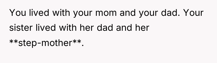 You lived with your mom and your dad. Your sister...