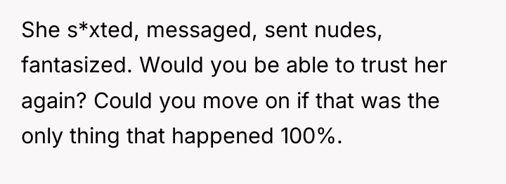 She s*xted, messaged, sent nudes, fantasized. Would you be able...