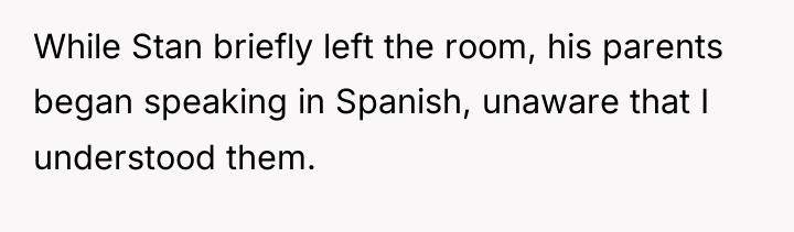 While Stan briefly left the room, his parents began speaking...