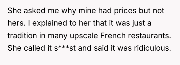 She asked me why mine had prices but not hers....