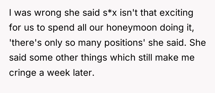 I was wrong she said s*x isn't that exciting for...
