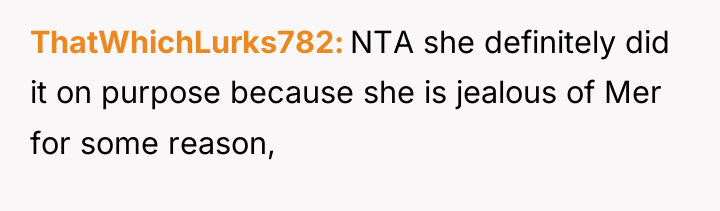 ThatWhichLurks782 NTA she definitely did it on purpose because she...