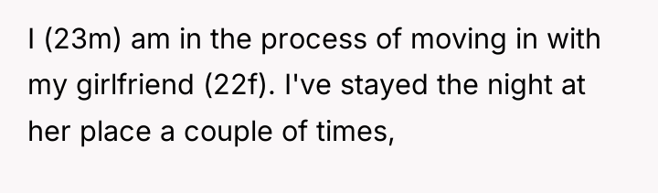 I (23m) am in the process of moving in with...