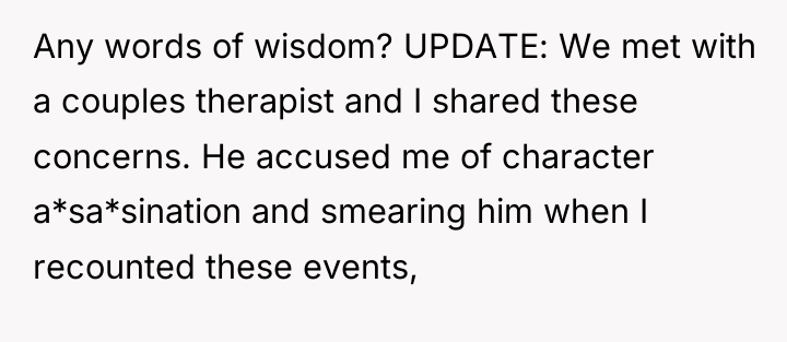 Any words of wisdom? UPDATE: We met with a couples...