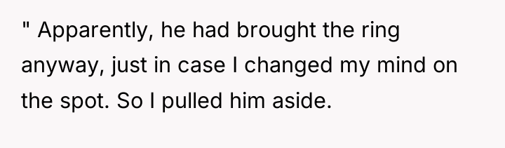 " Apparently, he had brought the ring anyway, just in...