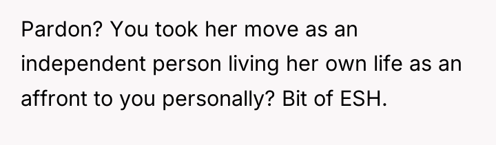 Pardon? You took her move as an independent person living...